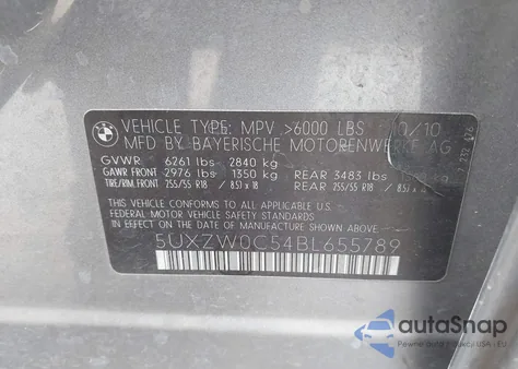 2011 BMW X5 xDrive35D из США, поврежденный, VIN 5UXZW0C54BL655789